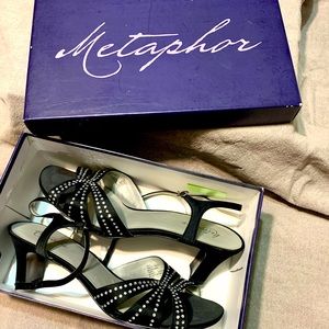 Black Sandals with Rhinestone Accents